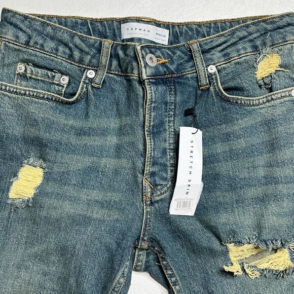 TopMan | NWT Destroyed Stretch High Rise Button Fly Skinny Jeans - Picture 2 of 6